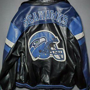 Pro Player NFL Seattle Seahawks Football Faux Leather Jacket Size XL Coat